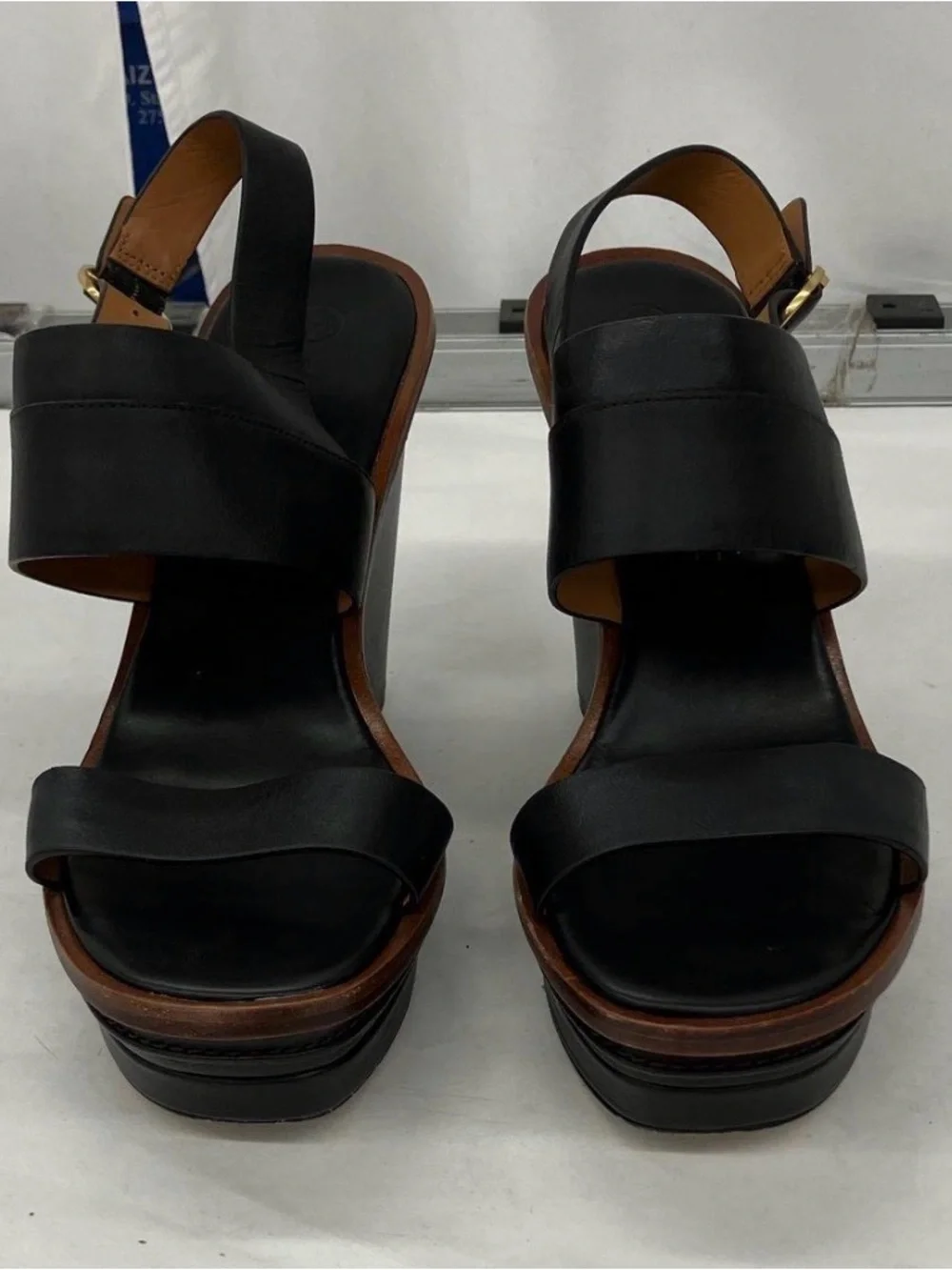 Tory Burch Black Leather Platform Slingback Sandals